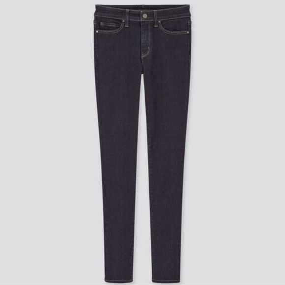Uniqlo 5 pocket low rise cotton blend comfy stretch dark wash Skinny Jeans 26 - Picture 1 of 5